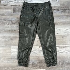 One by Chapter One Olive Faux Leather Jogger Pants Size Large